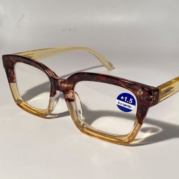 1555 Claudia Square Concave 1.5 NEW Tortoise Reading Glasses Blue Light Filter - Picture 8 of 9